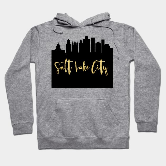 SALT LAKE CITY UTAH DESIGNER SILHOUETTE SKYLINE ART Hoodie by deificusArt